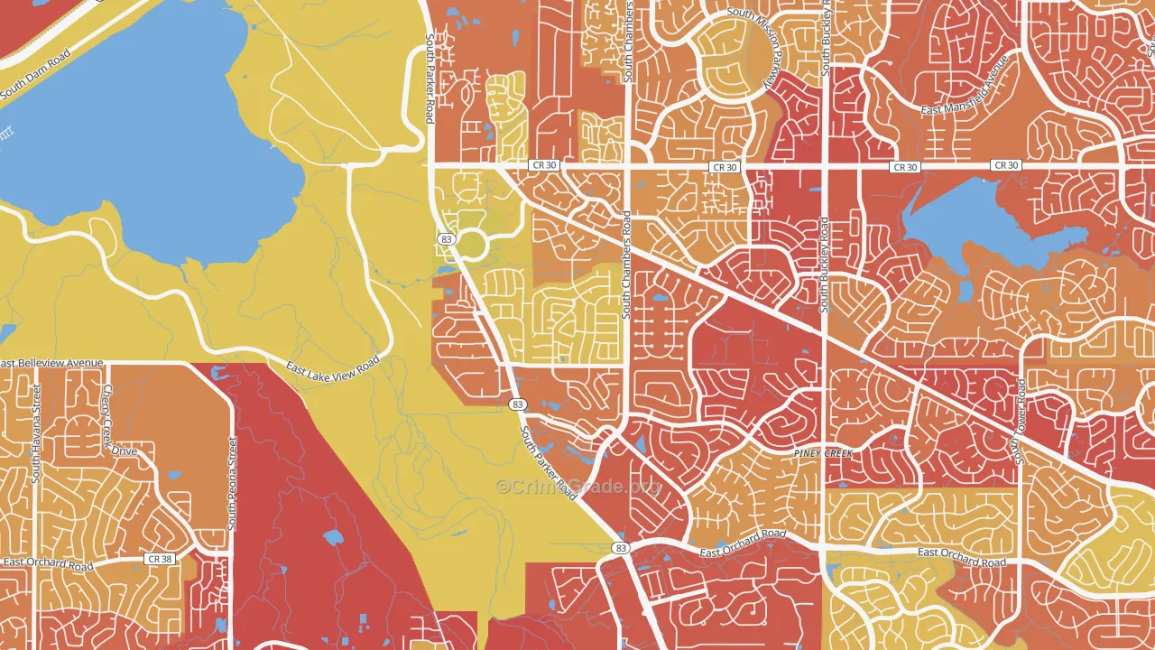 Shenandoah, Aurora, CO Map of Drug-Related Crime Rates