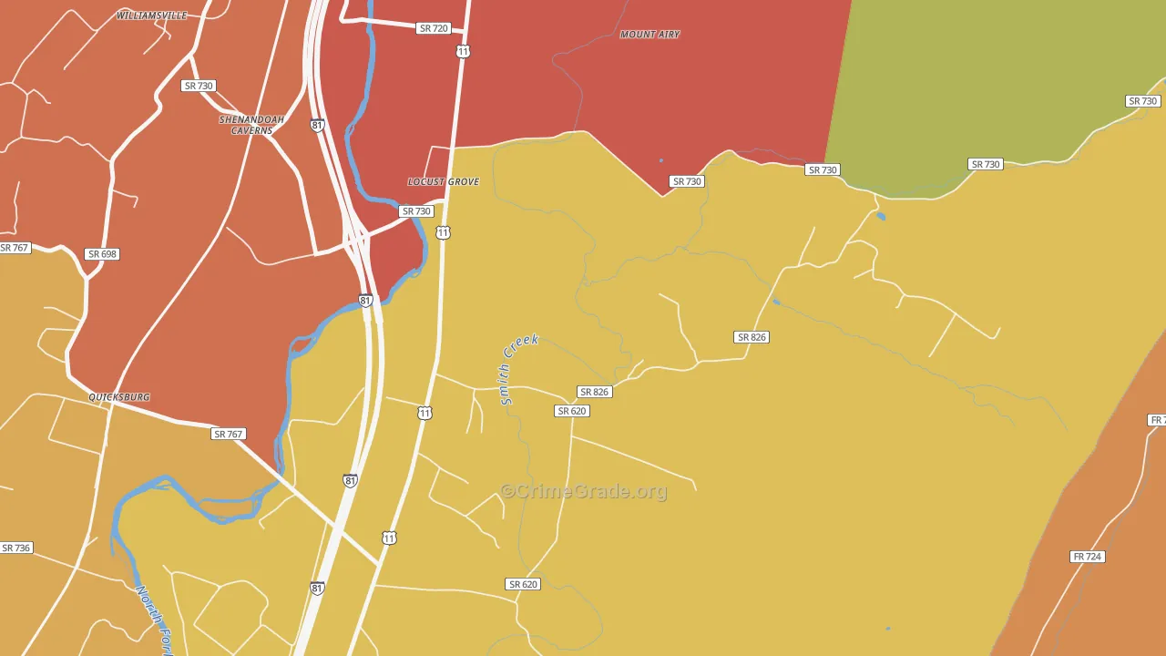 Shenandoah Caverns, VA Map of Drug-Related Crime Rates