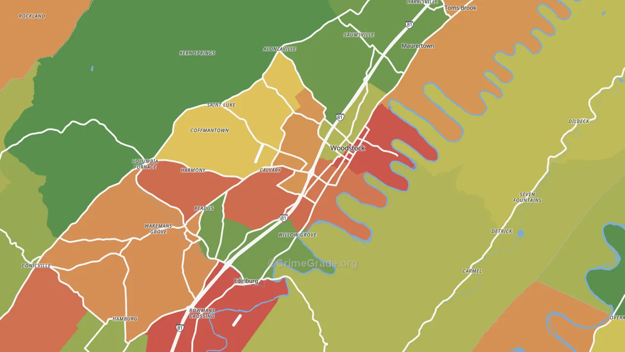Shenandoah County, VA Map of Drug-Related Crime Rates