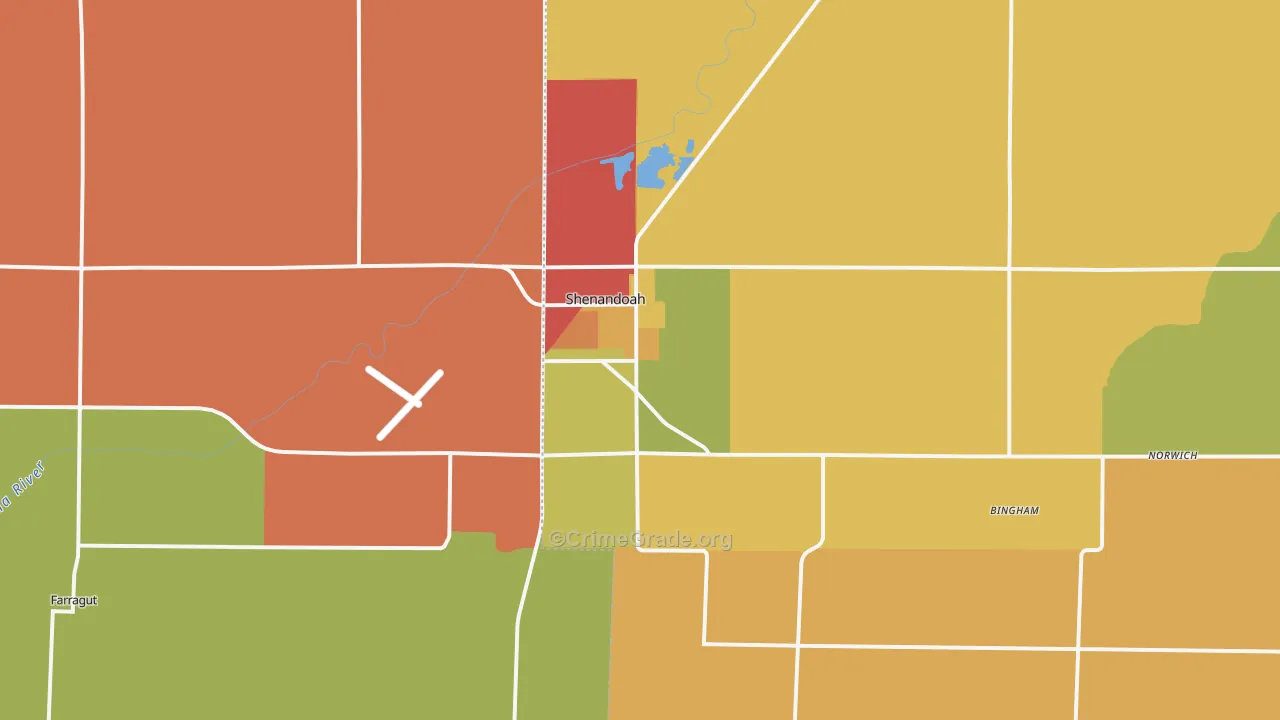 Shenandoah, IA Map of Drug-Related Crime Rates