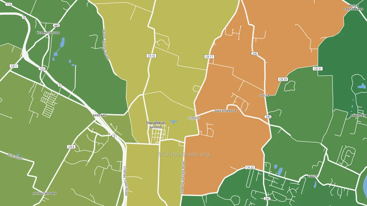 Shenandoah Junction, WV Map of Drug-Related Crime Rates