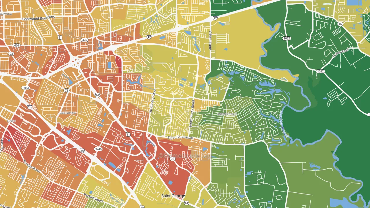 Shenandoah, LA Map of Drug-Related Crime Rates