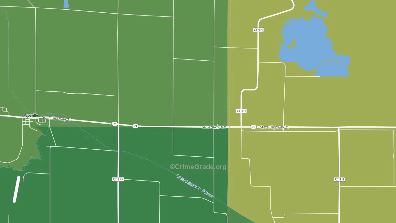 Shennington, WI Map of Drug-Related Crime Rates