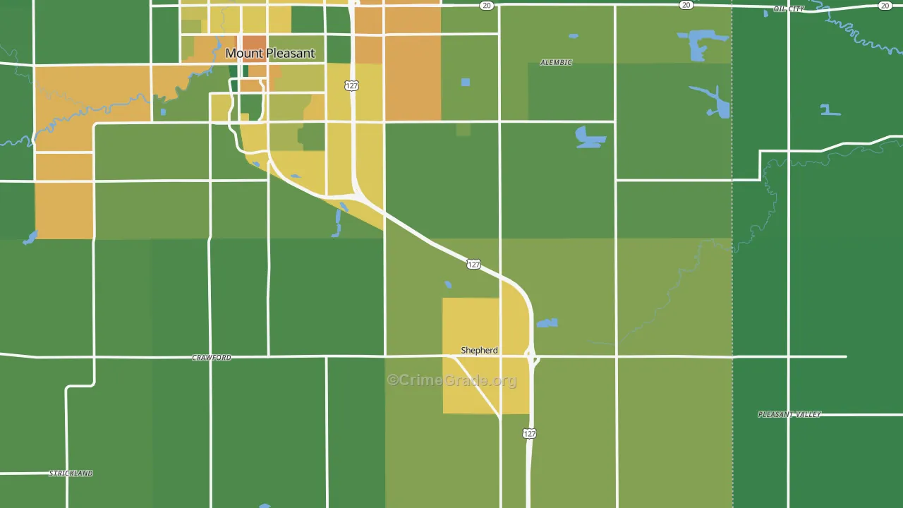 Shepherd, MI Map of Drug-Related Crime Rates