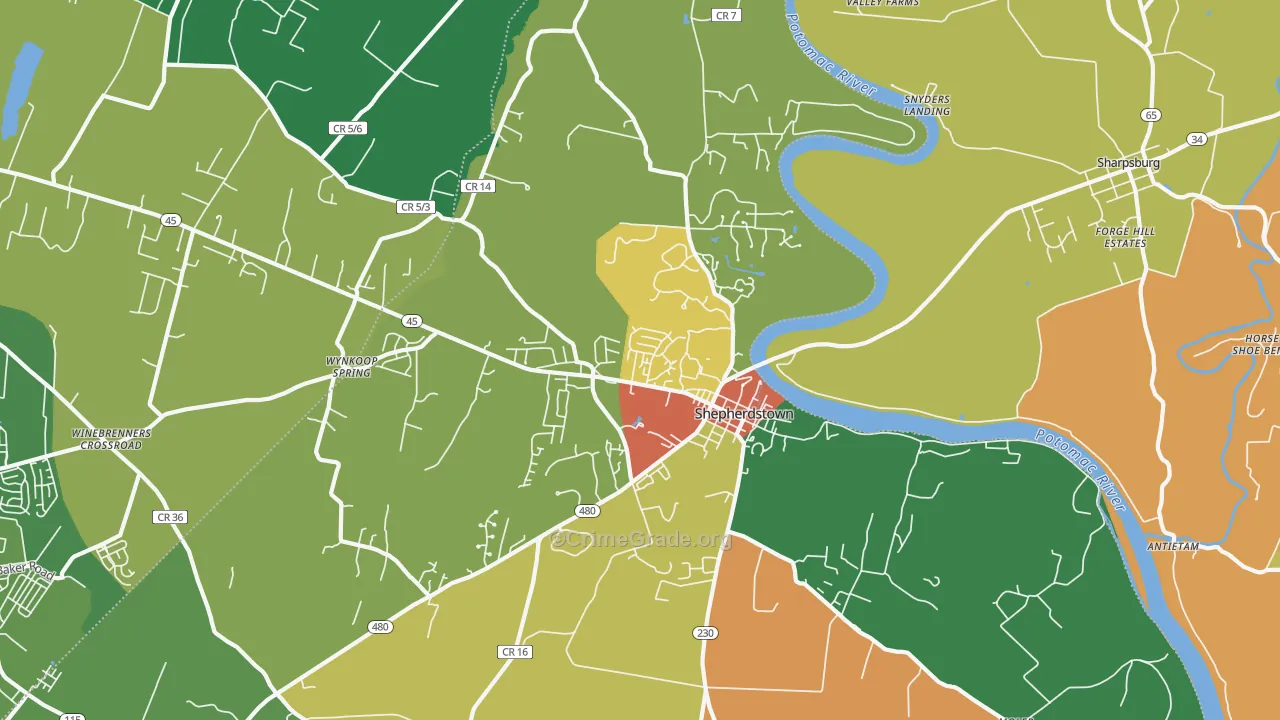 Shepherdstown, WV Map of Drug-Related Crime Rates