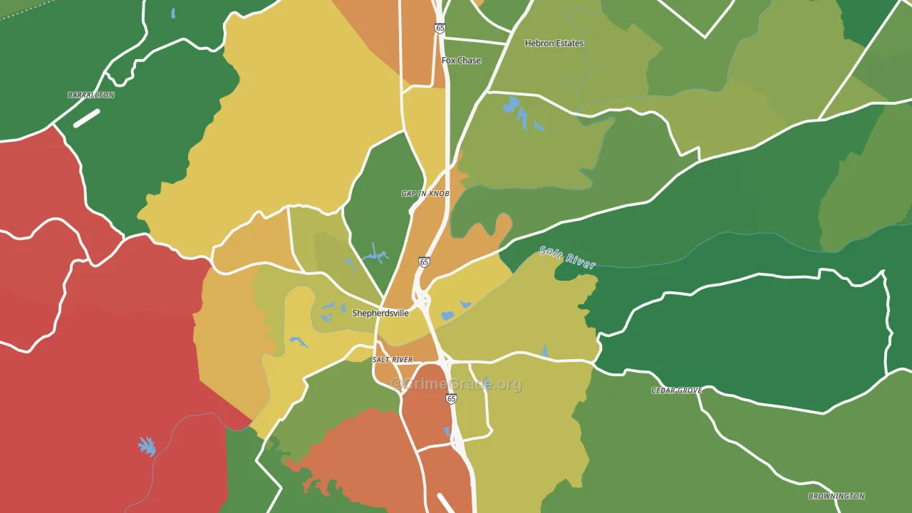 Shepherdsville, KY Map of Drug-Related Crime Rates