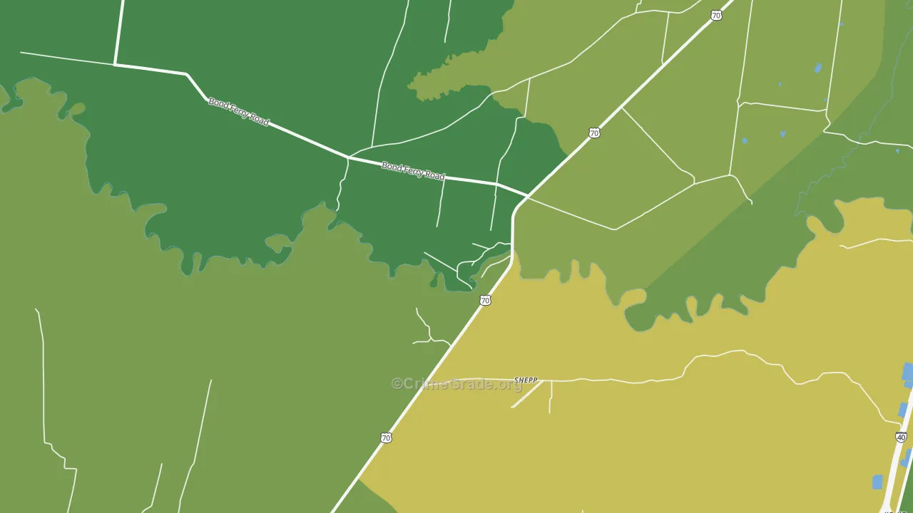 Shepp, TN Map of Drug-Related Crime Rates