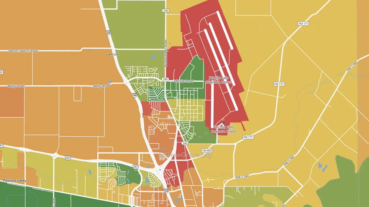Sheppard Afb, TX Map of Drug-Related Crime Rates