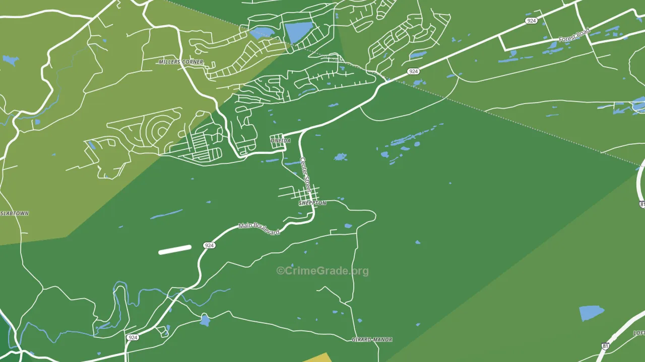 Sheppton, PA Map of Drug-Related Crime Rates