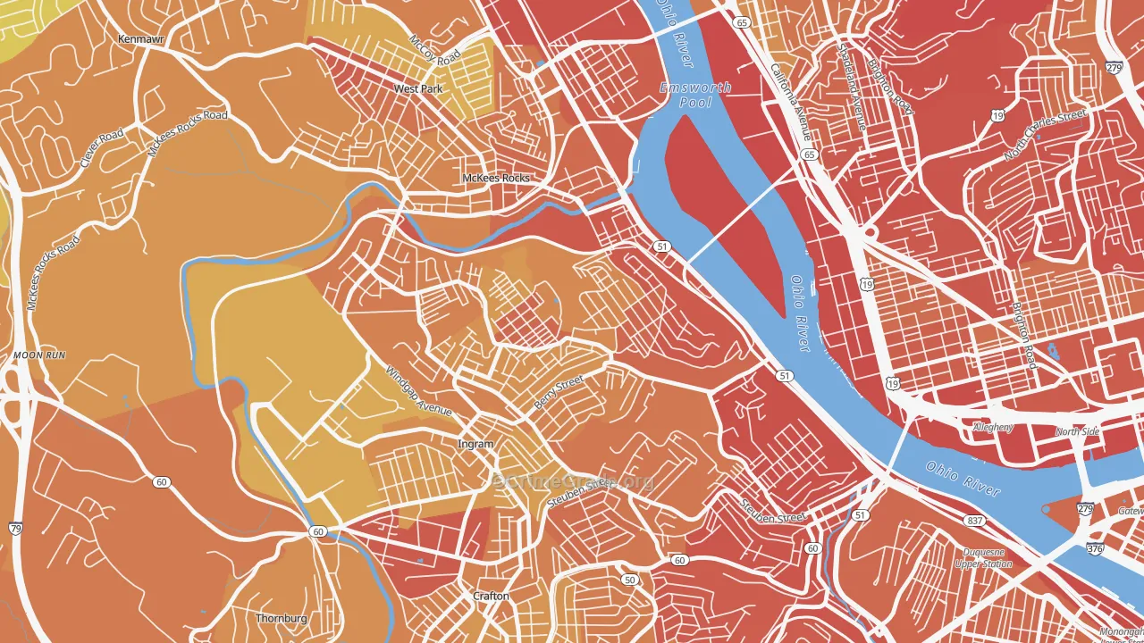 Sheraden, Pittsburgh, PA Map of Drug-Related Crime Rates