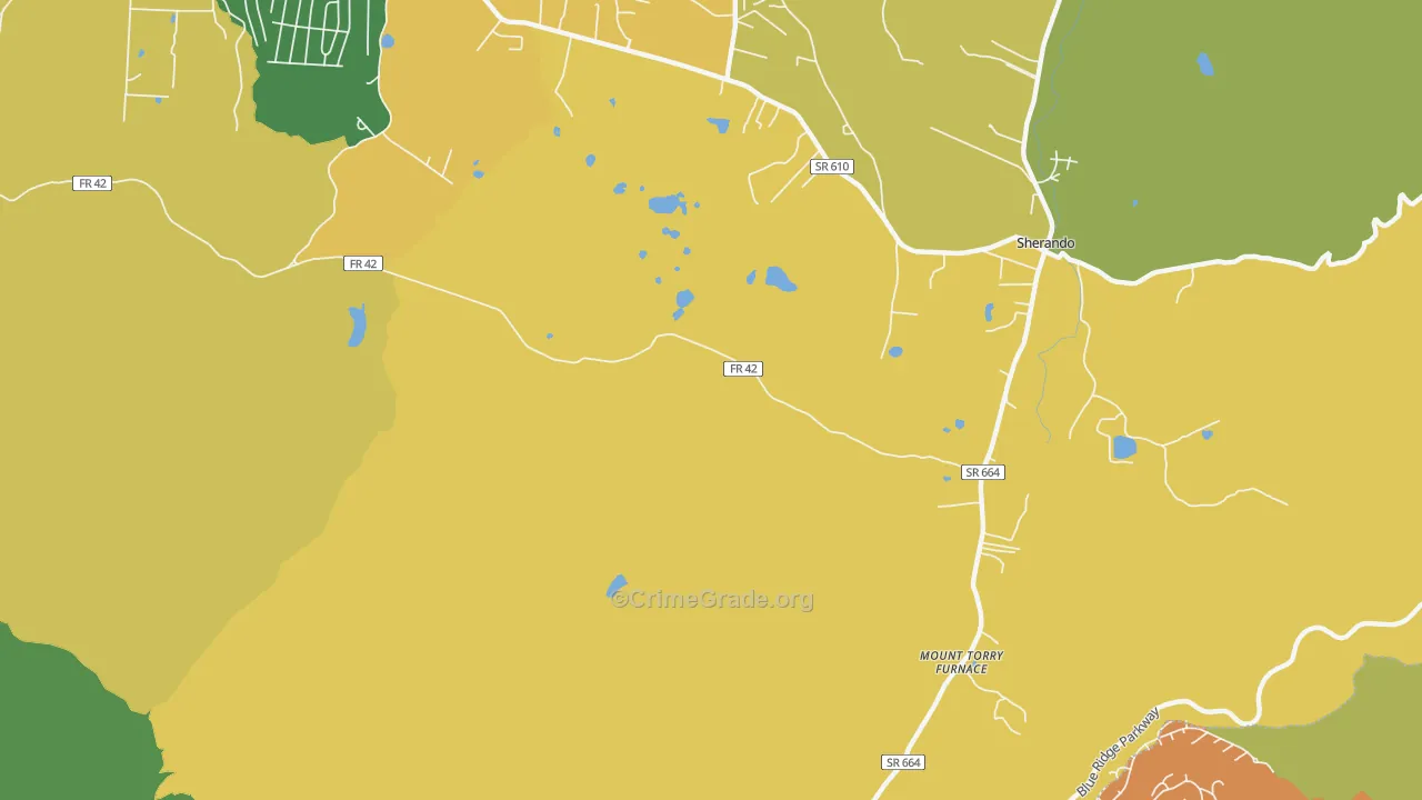 Sherando, VA Map of Drug-Related Crime Rates