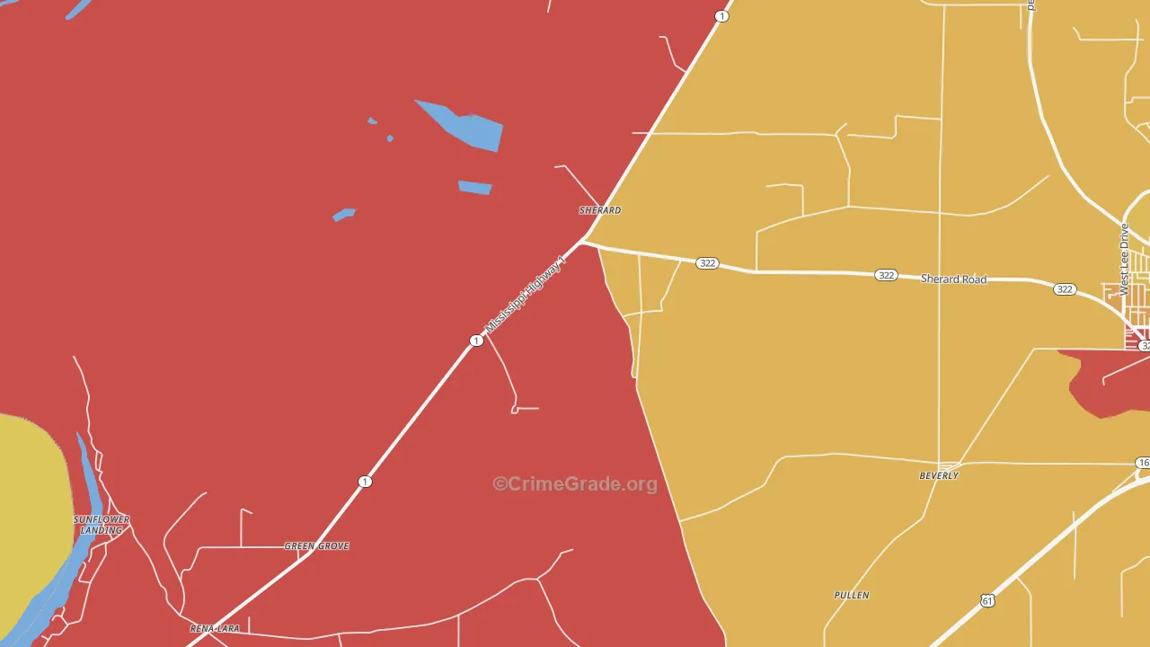 Sherard, MS Map of Drug-Related Crime Rates