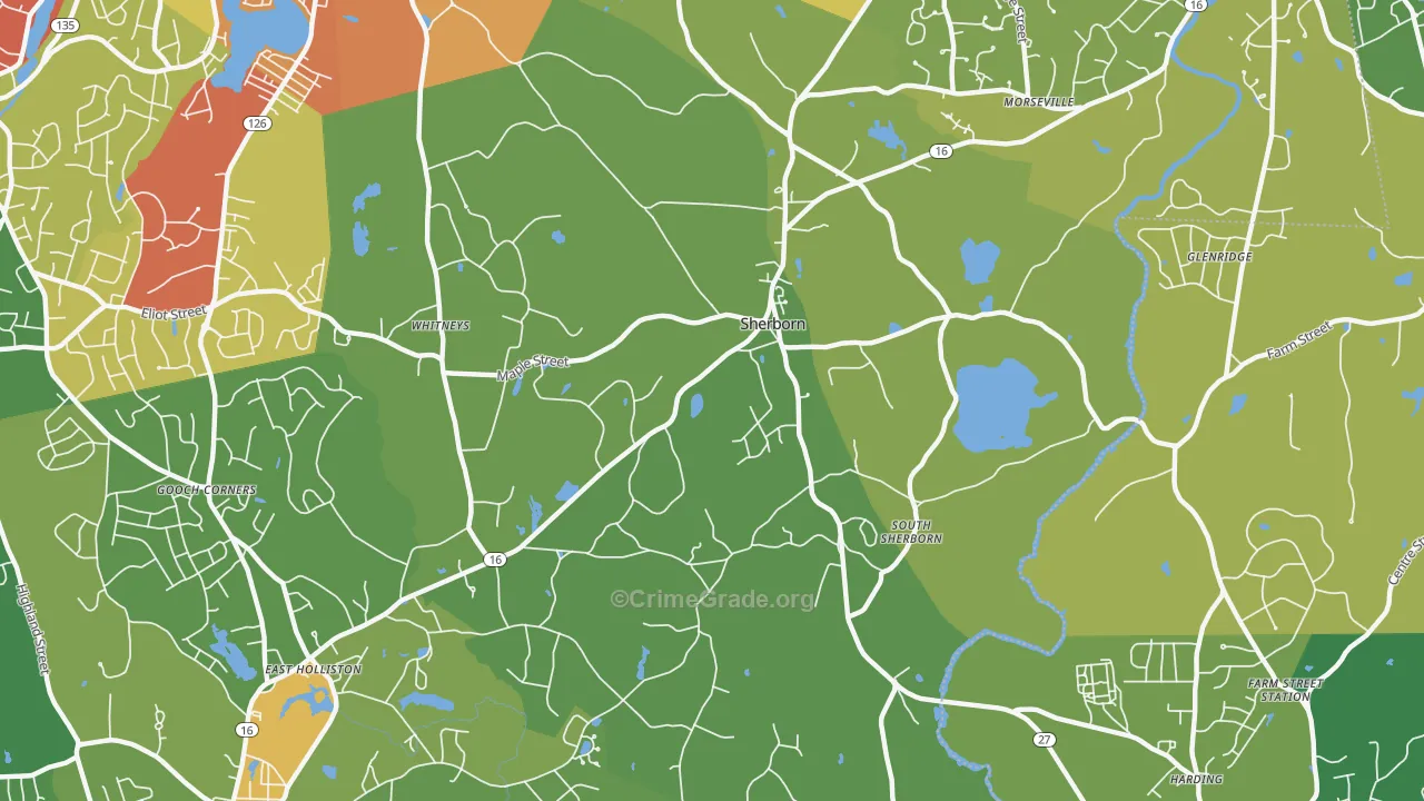 Sherborn, MA Map of Drug-Related Crime Rates