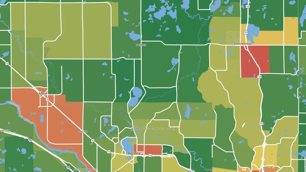 Sherburne County, MN Map of Drug-Related Crime Rates