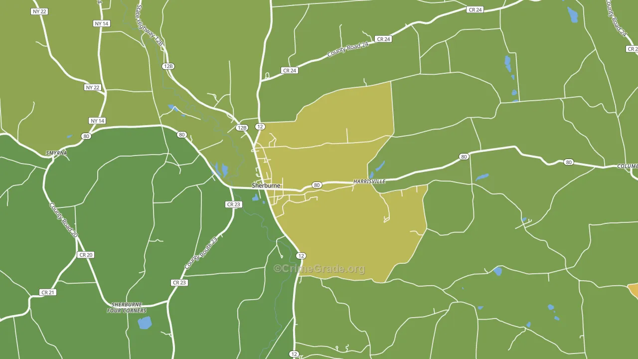 Sherburne, NY Map of Drug-Related Crime Rates