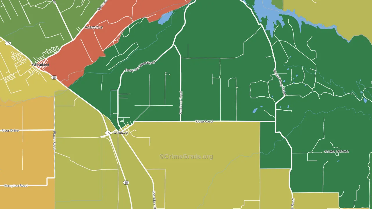 Sheridan, CA Map of Drug-Related Crime Rates