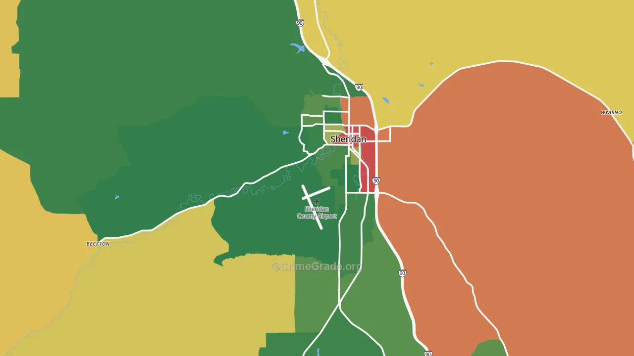 Sheridan County, WY Map of Drug-Related Crime Rates