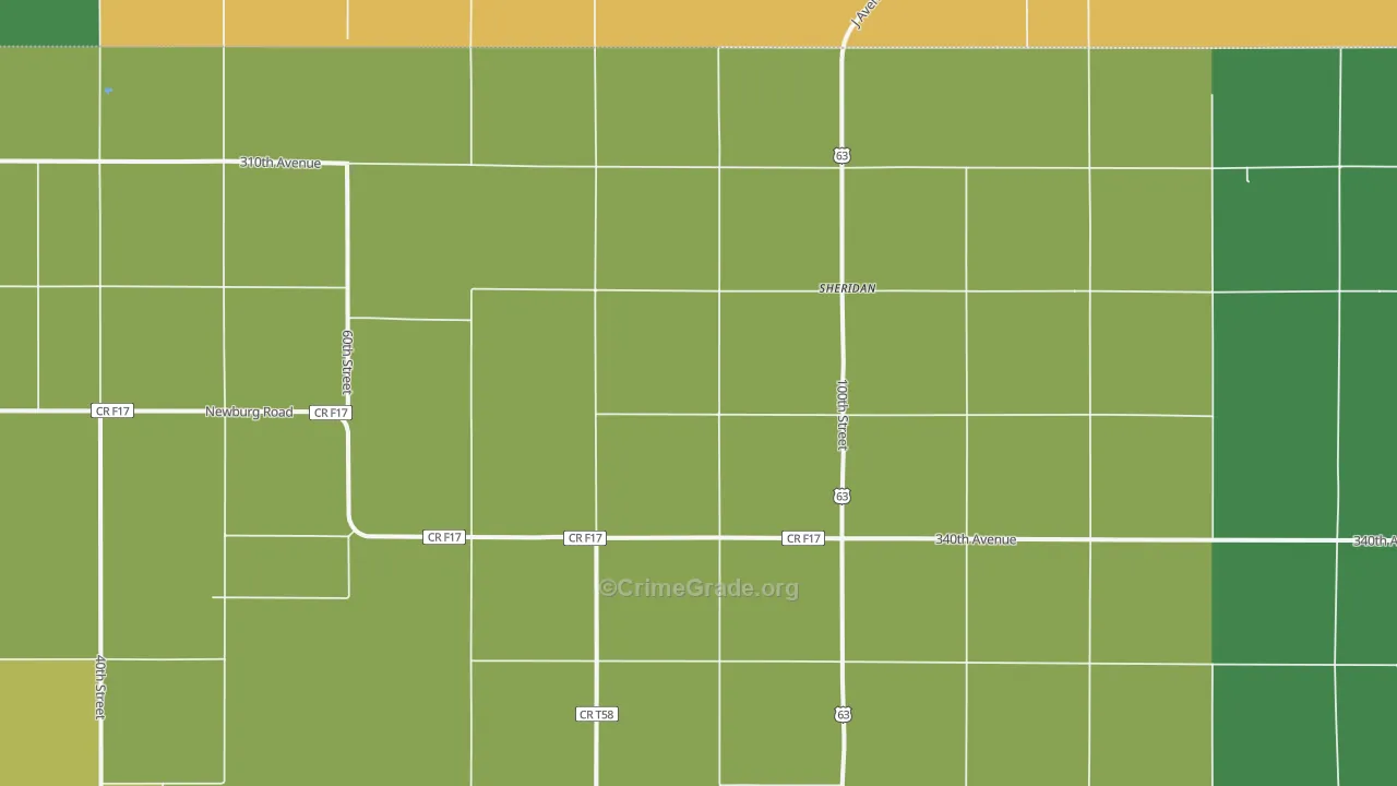 Sheridan, IA Map of Drug-Related Crime Rates