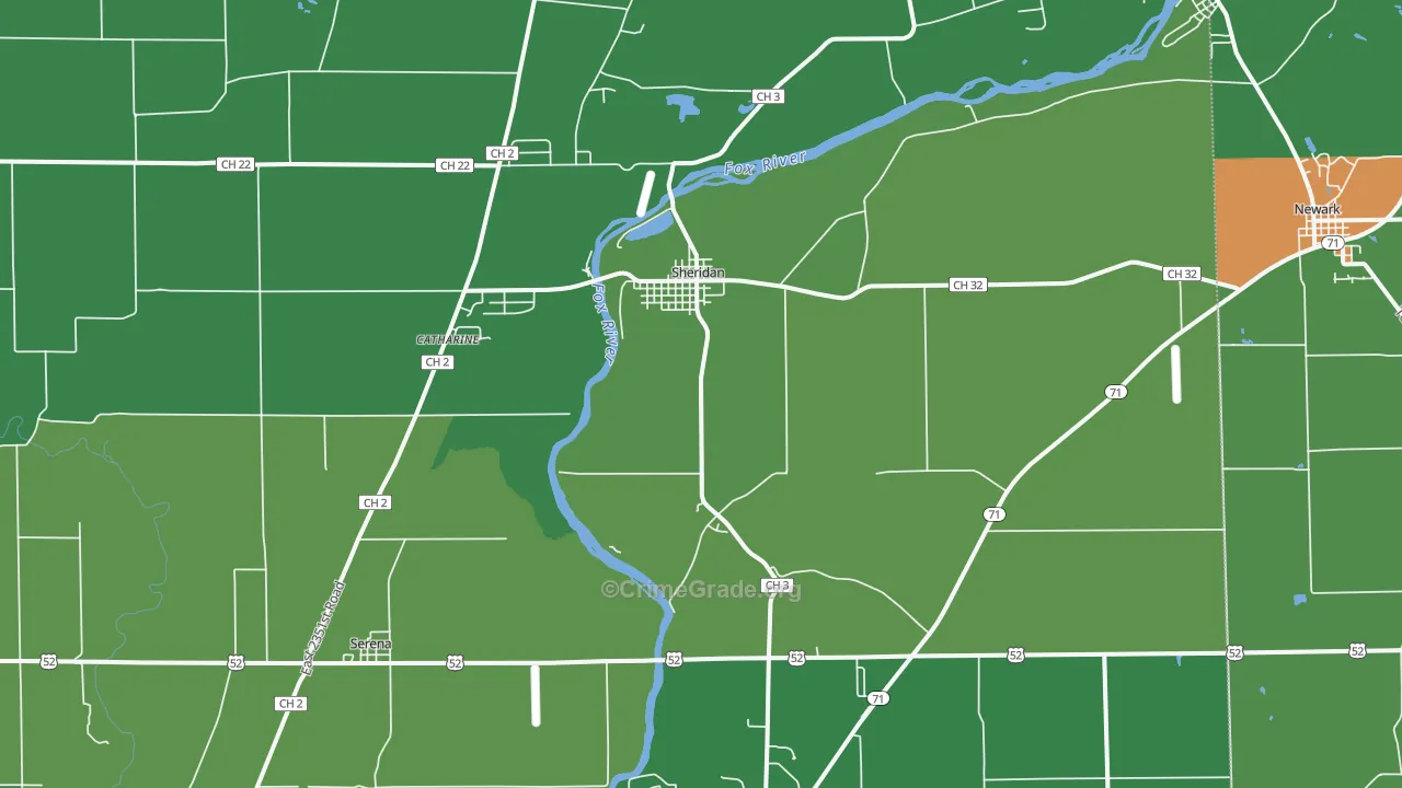 Sheridan, IL Map of Drug-Related Crime Rates