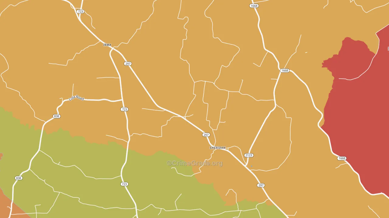 Sheridan, KY Map of Drug-Related Crime Rates