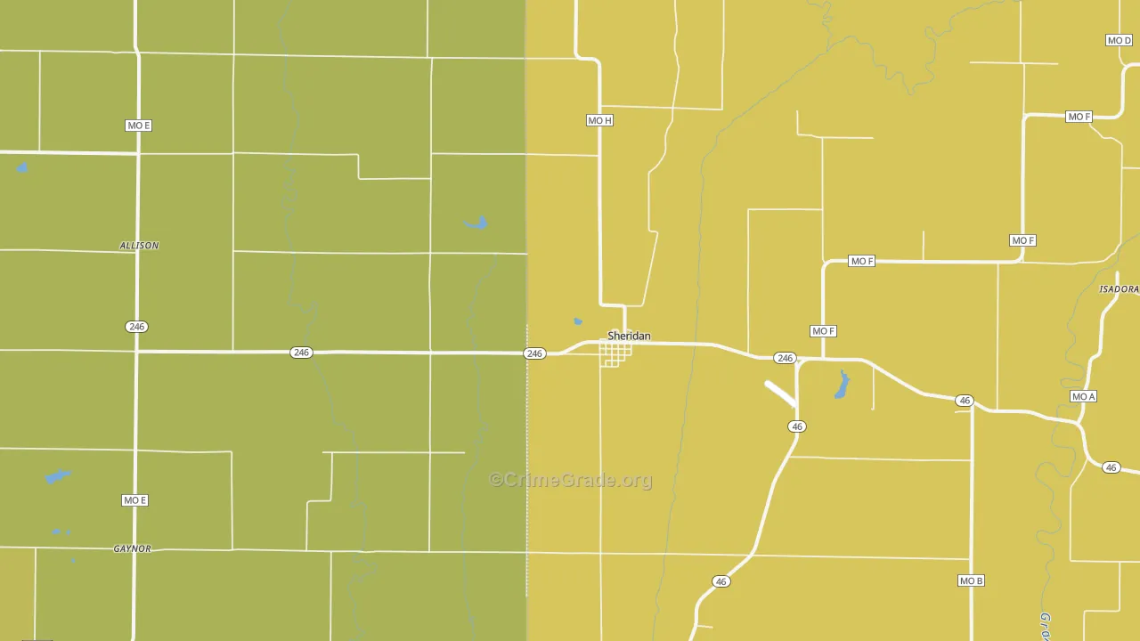 Sheridan, MO Map of Drug-Related Crime Rates