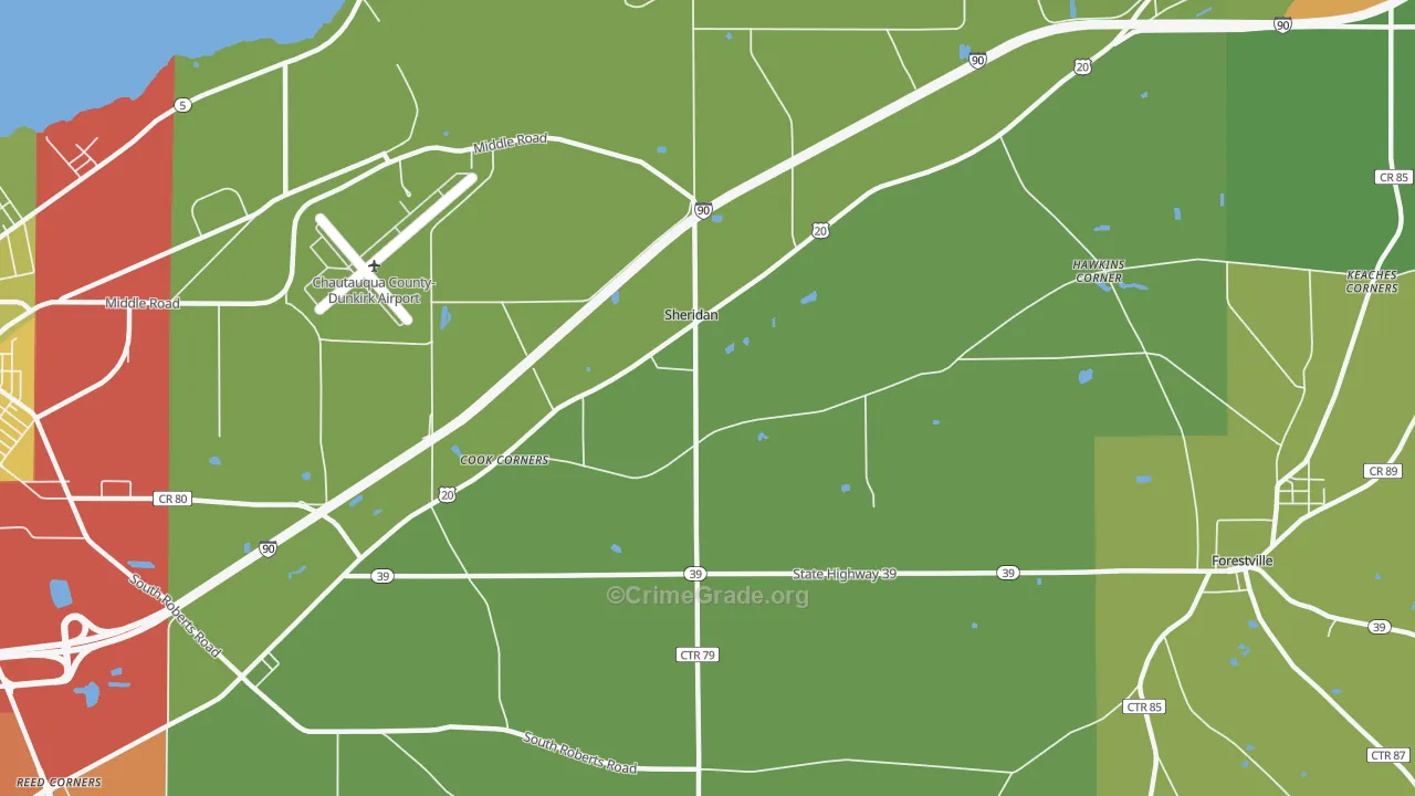 Sheridan, NY Map of Drug-Related Crime Rates