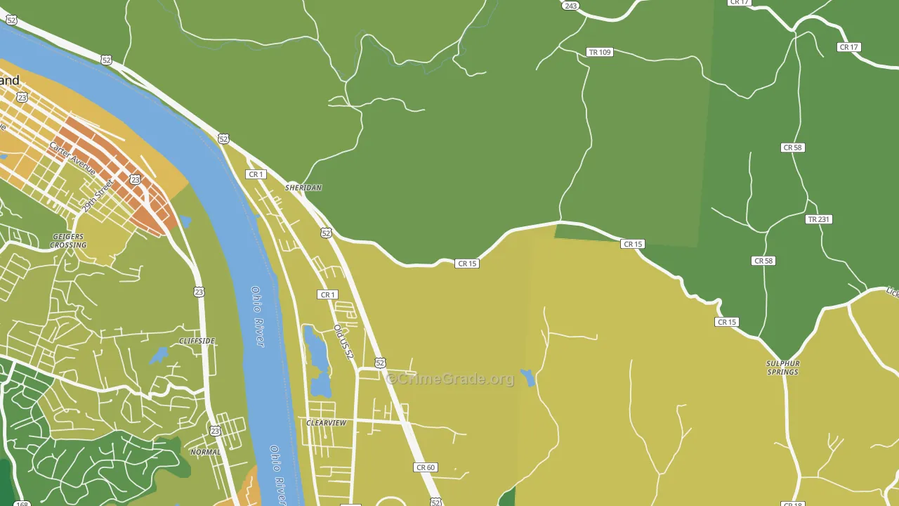 Sheridan, OH Map of Drug-Related Crime Rates