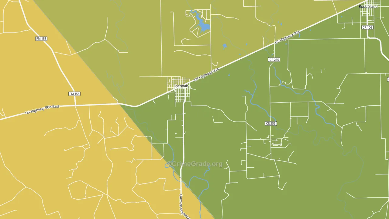 Sheridan, TX Map of Drug-Related Crime Rates