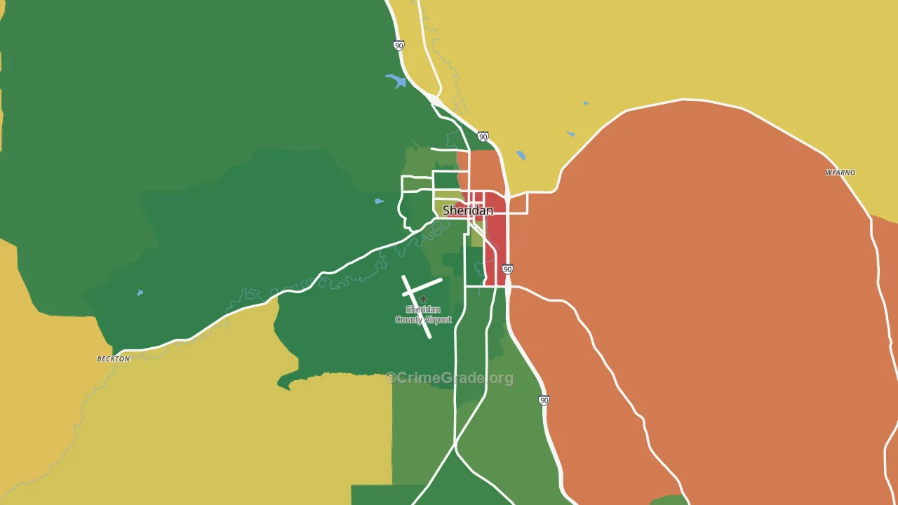 Sheridan, WY Map of Drug-Related Crime Rates