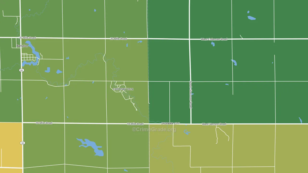 Sherman City, MI Map of Drug-Related Crime Rates