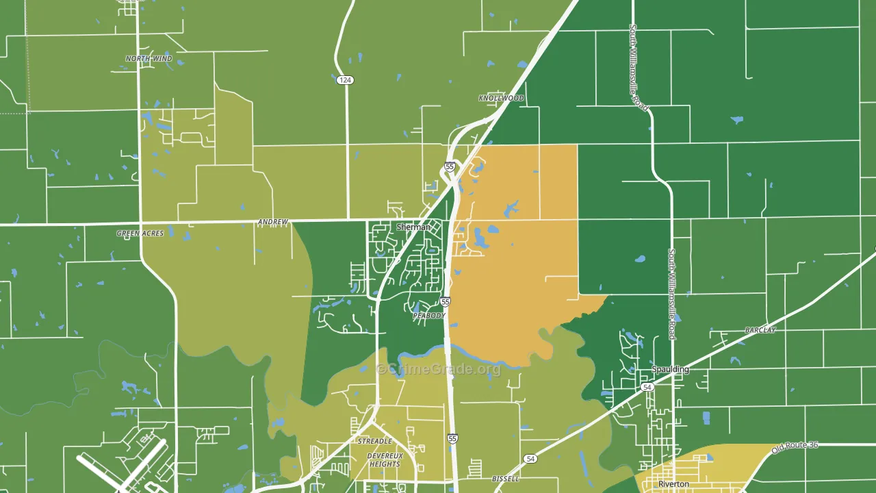 Sherman, IL Map of Drug-Related Crime Rates