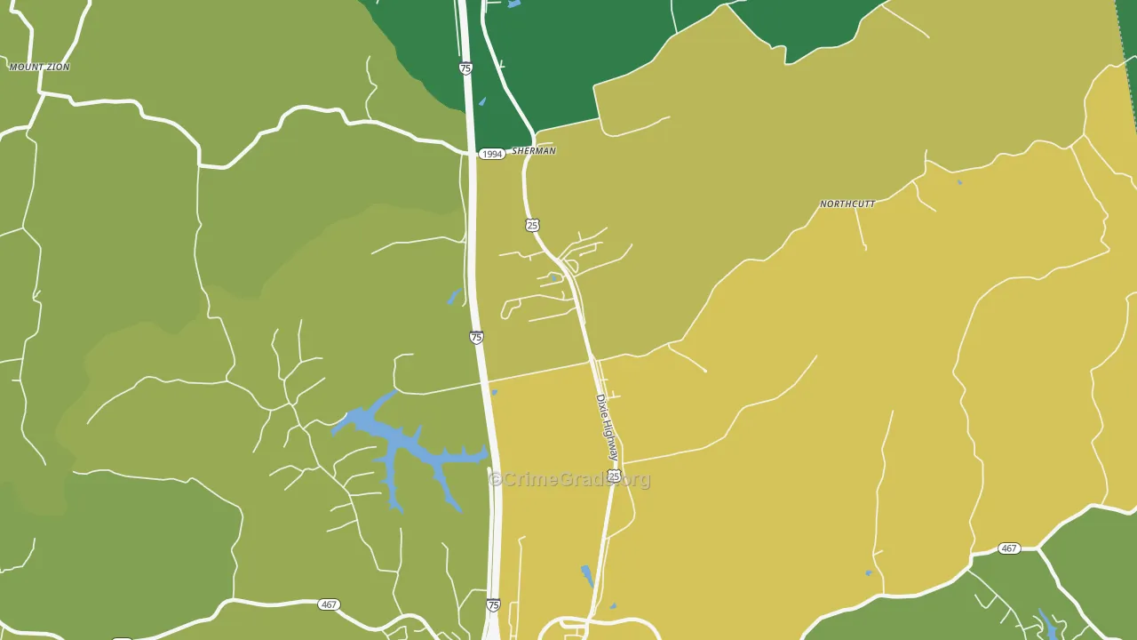 Sherman, KY Map of Drug-Related Crime Rates