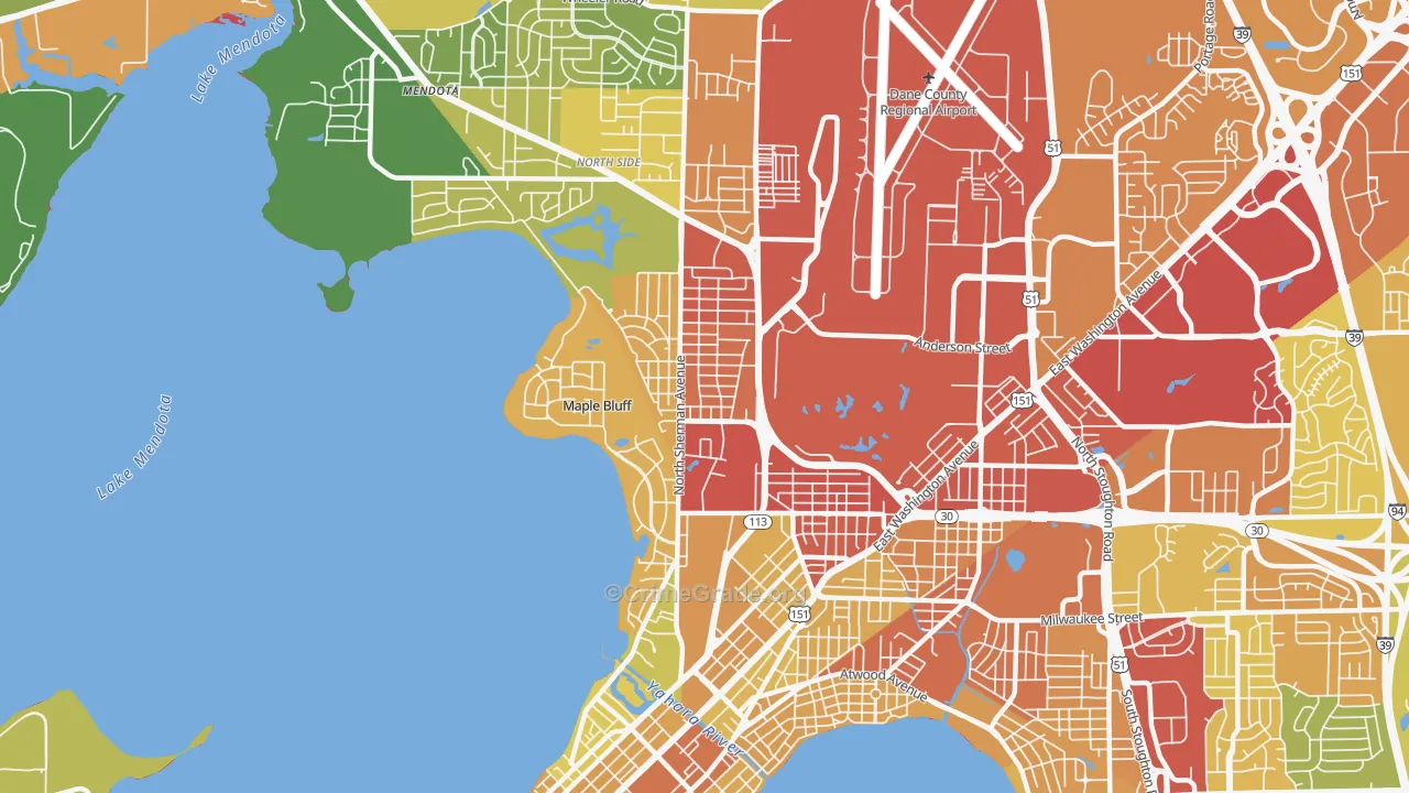 Sherman, Madison, WI Map of Drug-Related Crime Rates