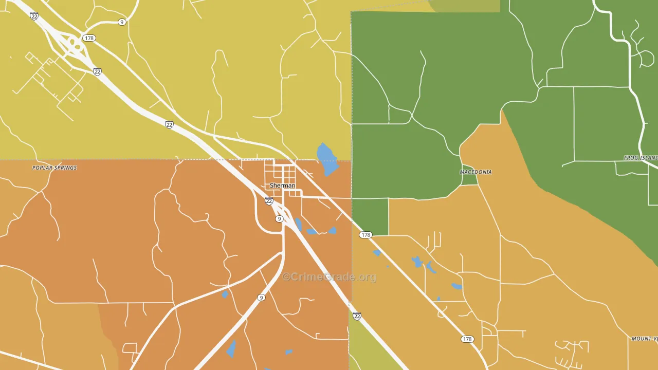 Sherman, MS Map of Drug-Related Crime Rates
