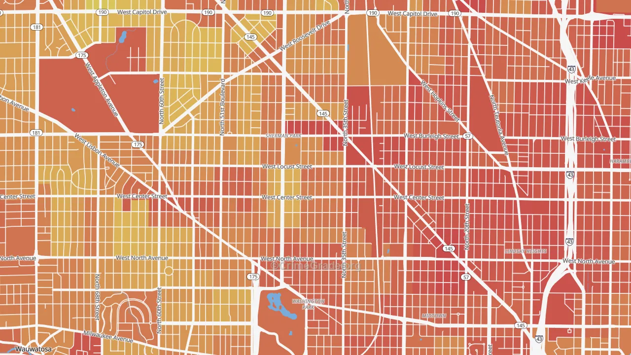 Sherman Park, Milwaukee, WI Map of Drug-Related Crime Rates