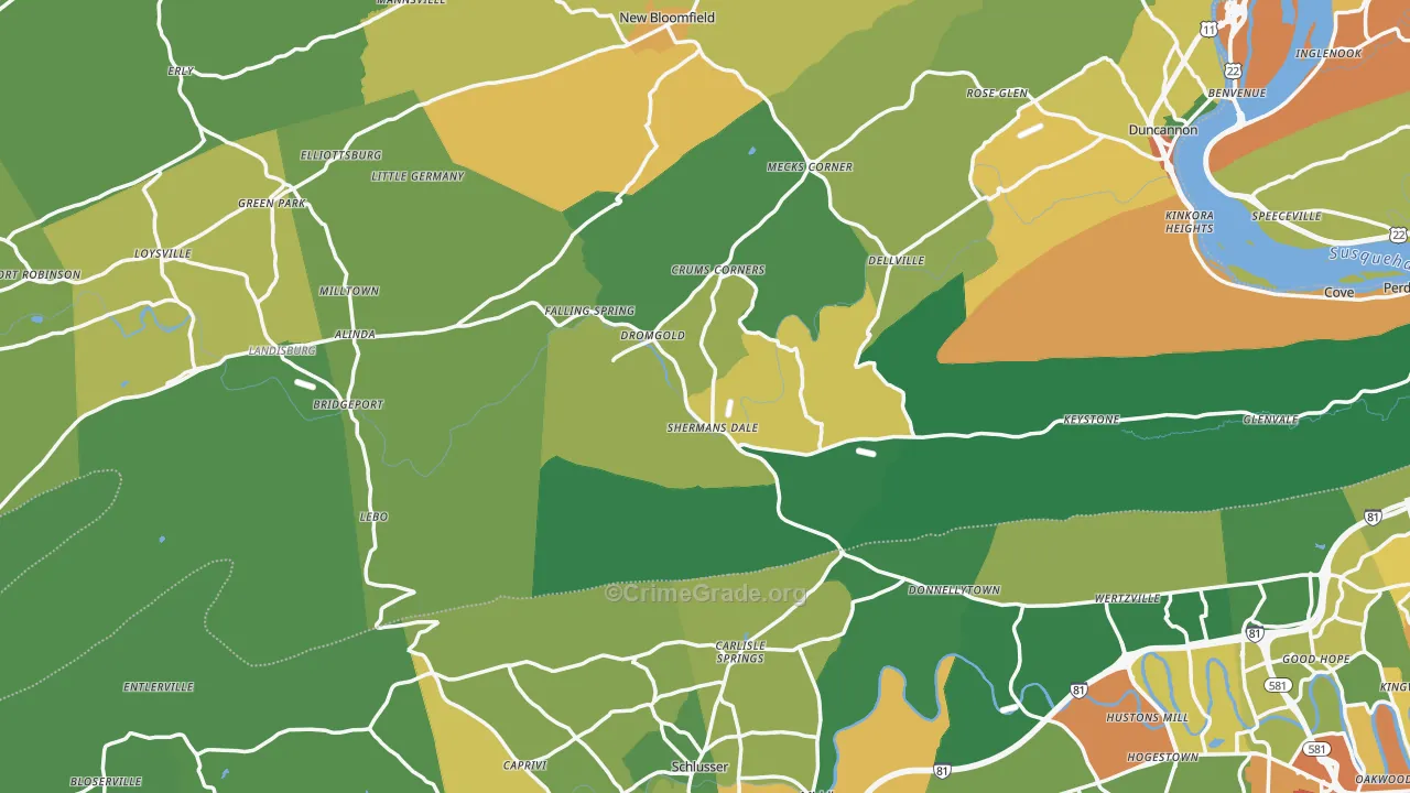 Shermans Dale, PA Map of Drug-Related Crime Rates