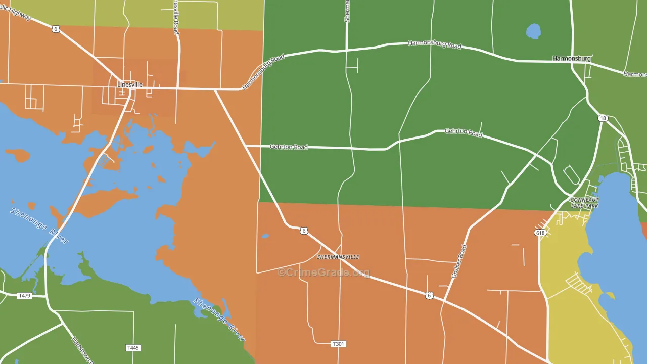 Shermansville, PA Map of Drug-Related Crime Rates