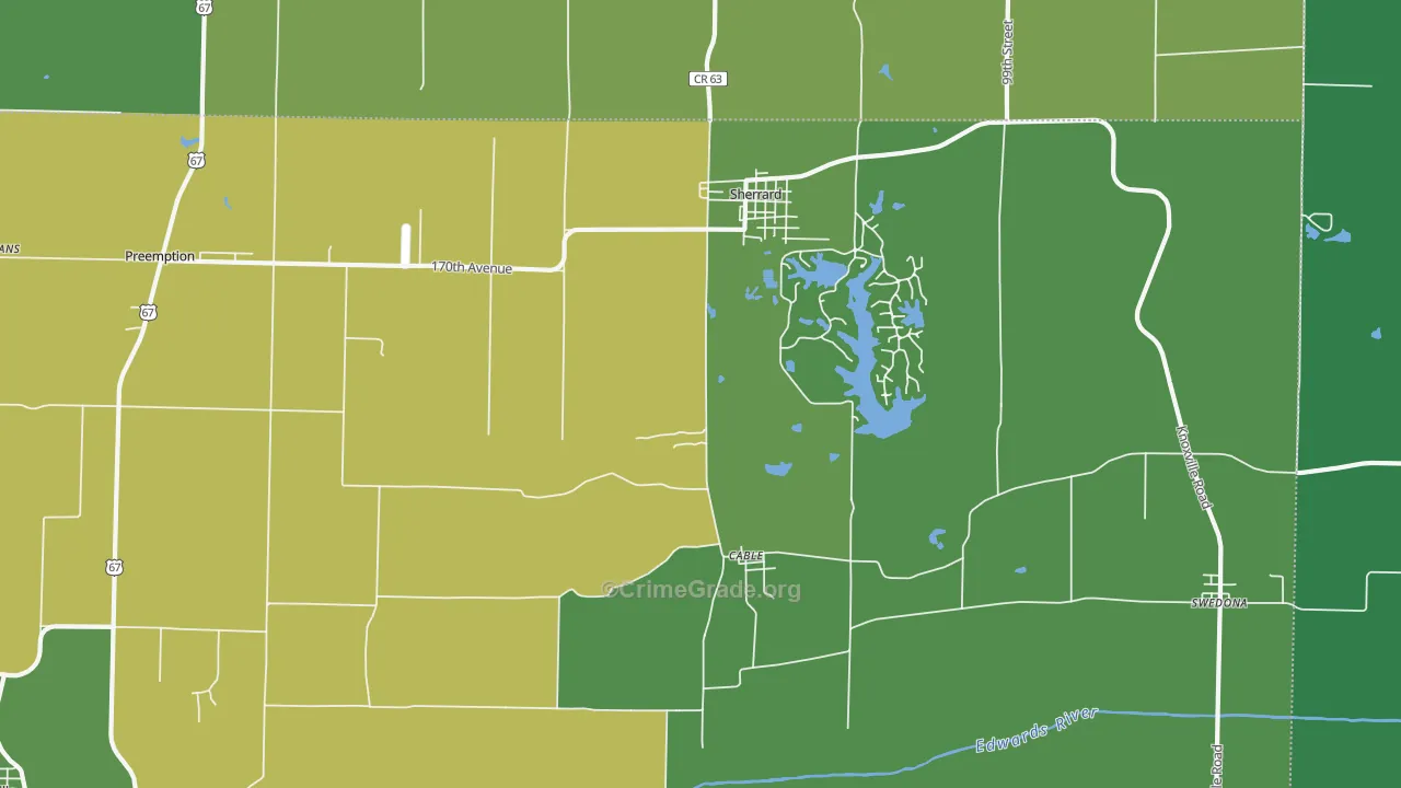 Sherrard, IL Map of Drug-Related Crime Rates