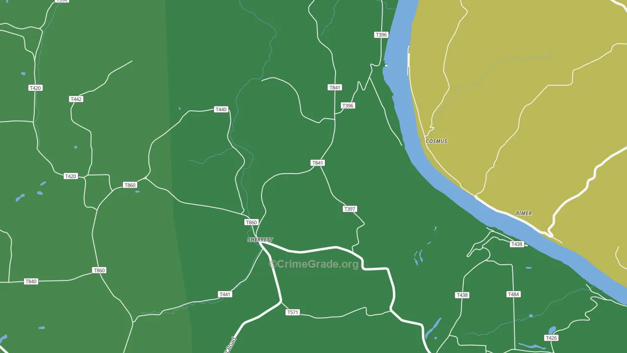 Sherrett, PA Map of Drug-Related Crime Rates