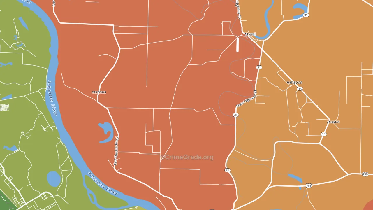 Sherrill, AR Map of Drug-Related Crime Rates