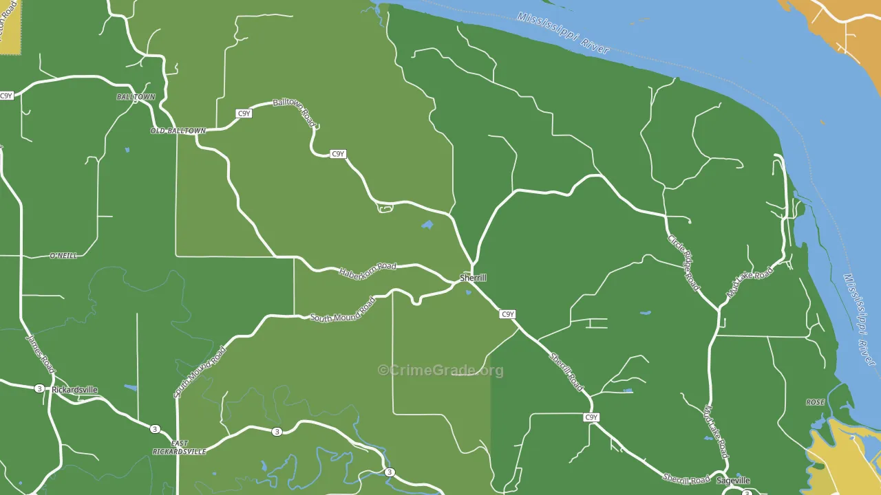 Sherrill, IA Map of Drug-Related Crime Rates