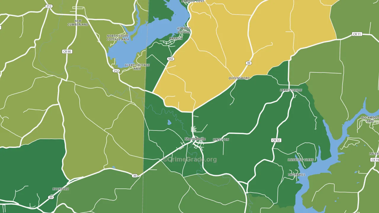Sherrodsville, OH Map of Drug-Related Crime Rates