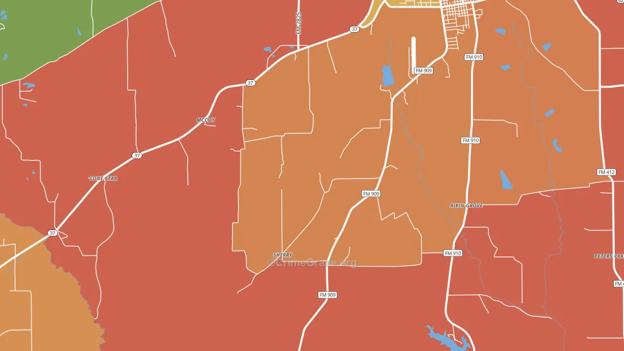 Sherry, TX Map of Drug-Related Crime Rates