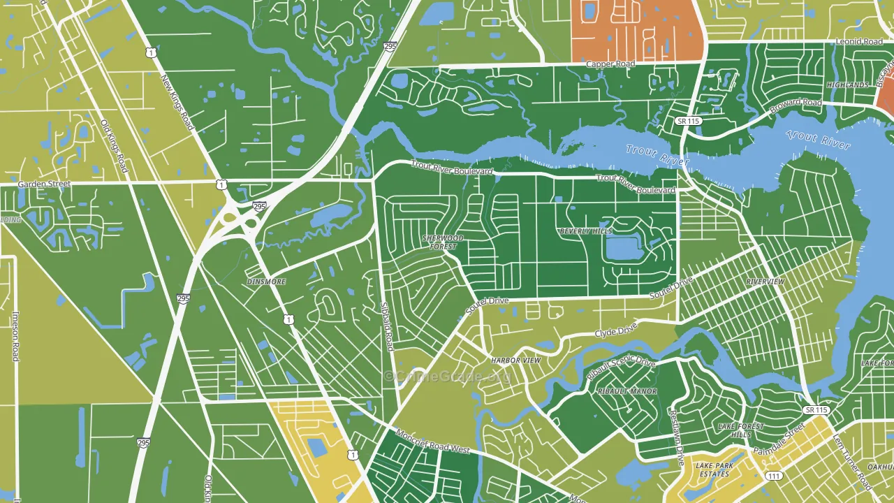 Sherwood Forest, Jacksonville, FL Map of Drug-Related Crime Rates
