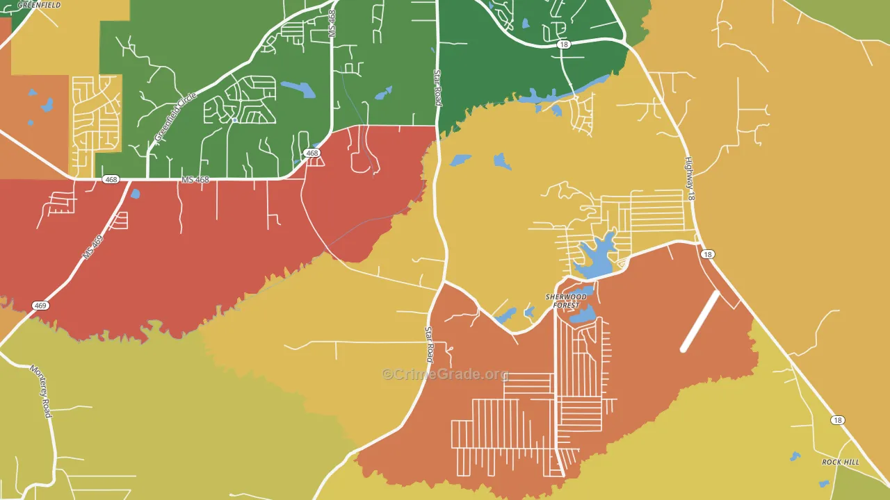 Sherwood Forest, MS Map of Drug-Related Crime Rates