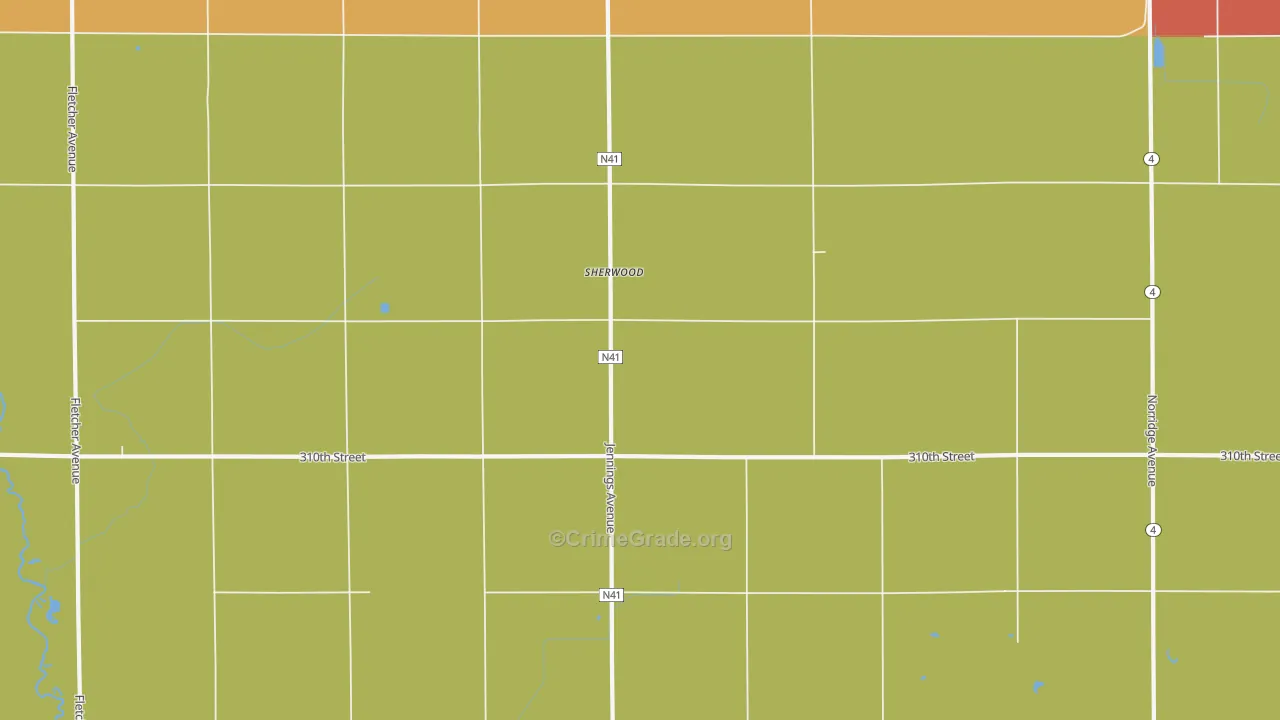 Sherwood, IA Map of Drug-Related Crime Rates