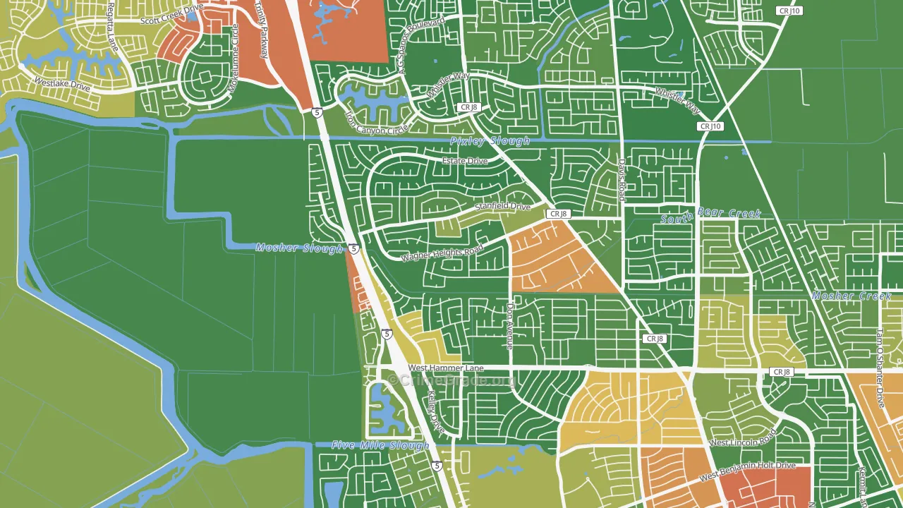 Sherwood Manor, Stockton, CA Map of Drug-Related Crime Rates
