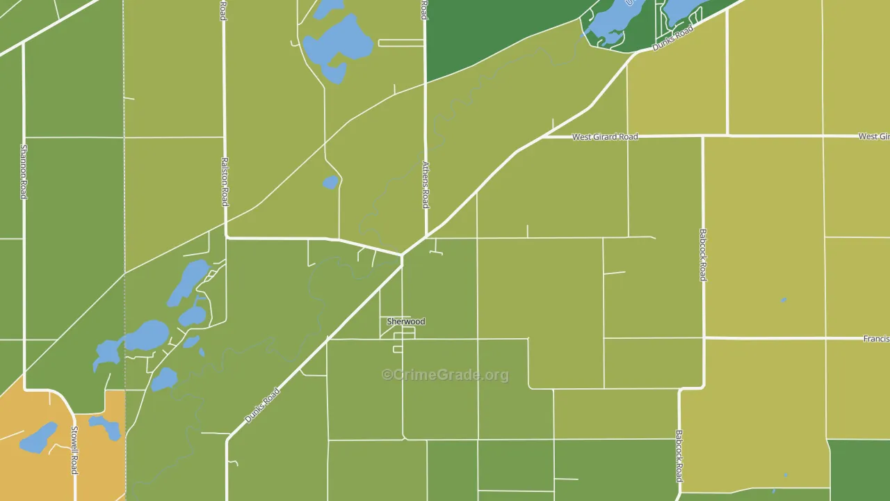 Sherwood, MI Map of Drug-Related Crime Rates