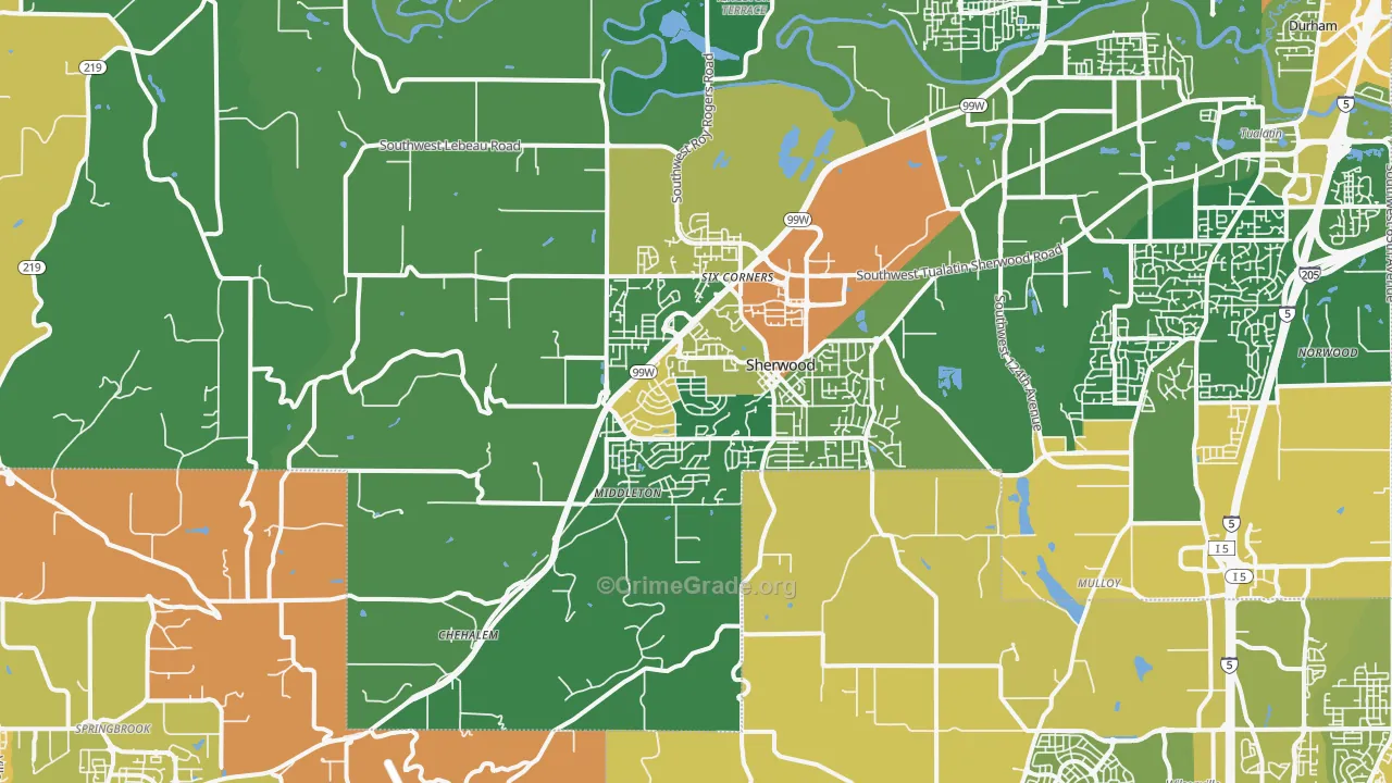 Sherwood, OR Map of Drug-Related Crime Rates
