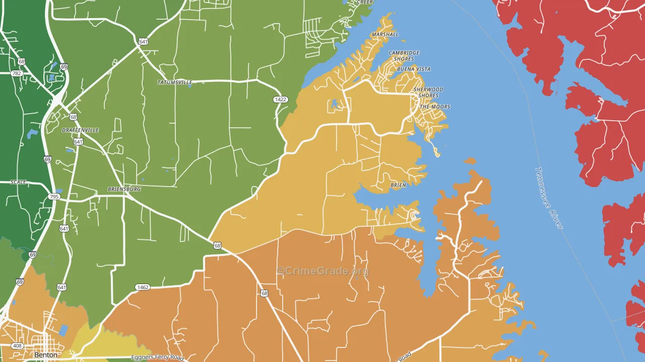 Sherwood Shores, KY Map of Drug-Related Crime Rates
